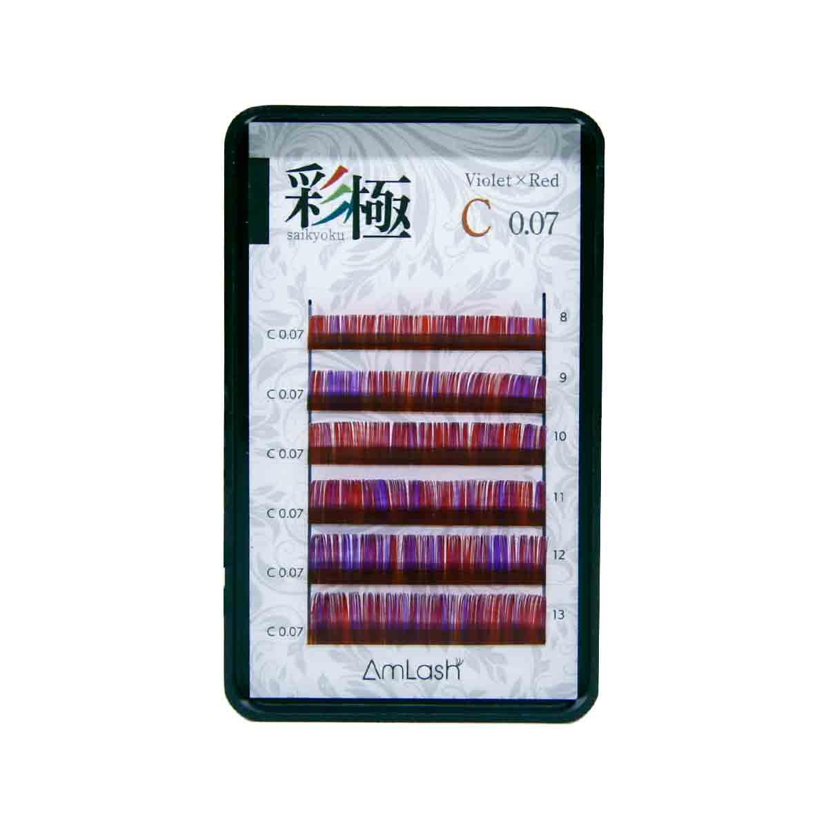 Cílios Coloridos Saikyoku Amlash - Volume Russo - C 0.07 - 08-13mm - Violeta/Vermelho