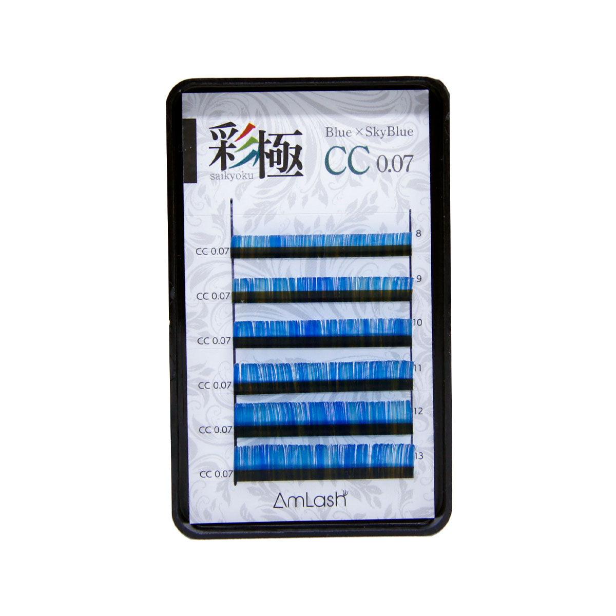 Cílios Coloridos Saikyoku Amlash - Volume Russo - CC 0.07 - 08-13mm - Azul/Azul Celeste