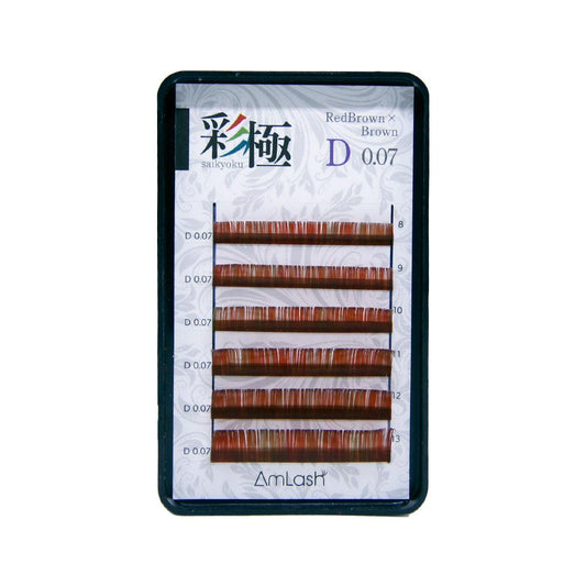 Cílios Coloridos Saikyoku Amlash - Volume Russo - D  0.07 - 08-13mm - Castanho/Castanho Avermelhado