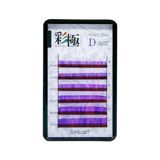 Cílios Coloridos Saikyoku Amlash - Volume Russo - D  0.07 - 08-13mm - Violeta/Rosa