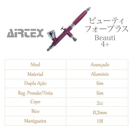 Aerógrafo Beauti 4+ para Maquiagem HD, Corporal e desenhos Artísticos - Vermelho Paixão