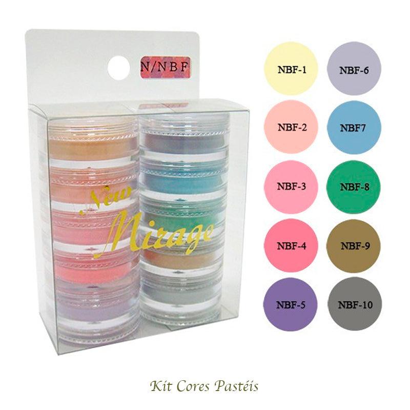 Kit Mix de Pó Acrílico com 10 Cores Pastéis 3.5G N/NBF